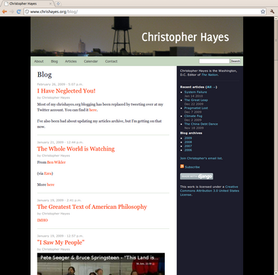 Screenshot of Chris Hayes’ website