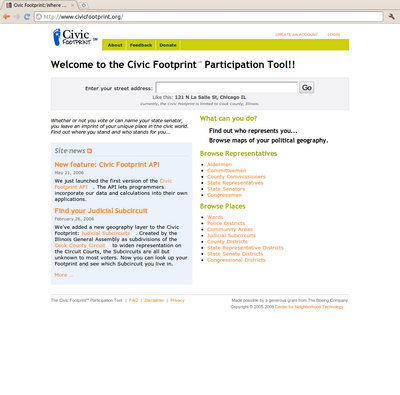 Screenshot of Civic Footprint